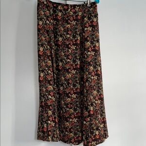 Vintage Kathryn Deene Floral Brown, Tan, Peach Button Down Skirt.‎ 22-24 Pockets